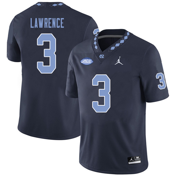 Jordan Brand Men #3 Devon Lawrence North Carolina Tar Heels College Football Jerseys Sale-Navy